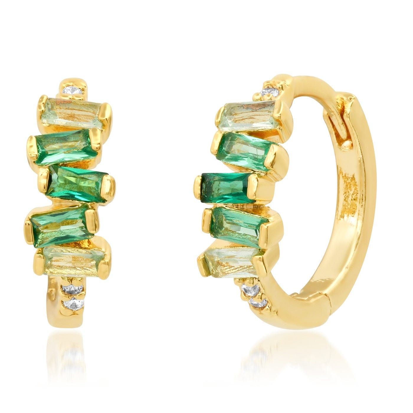 Stacked Baguette Huggies - Green