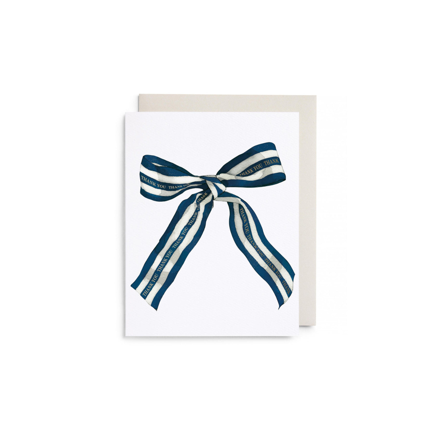 Big Navy Striped Bow Thank You Boxed Cards