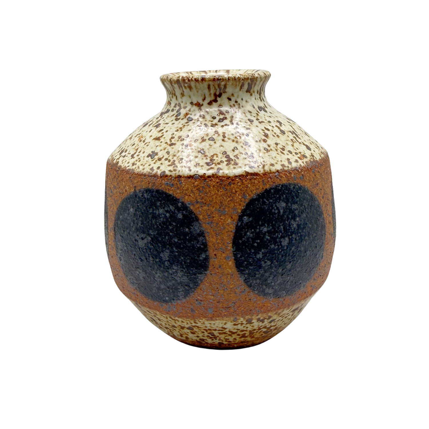 4.5" Vase - Blue Circle &. Speckled White