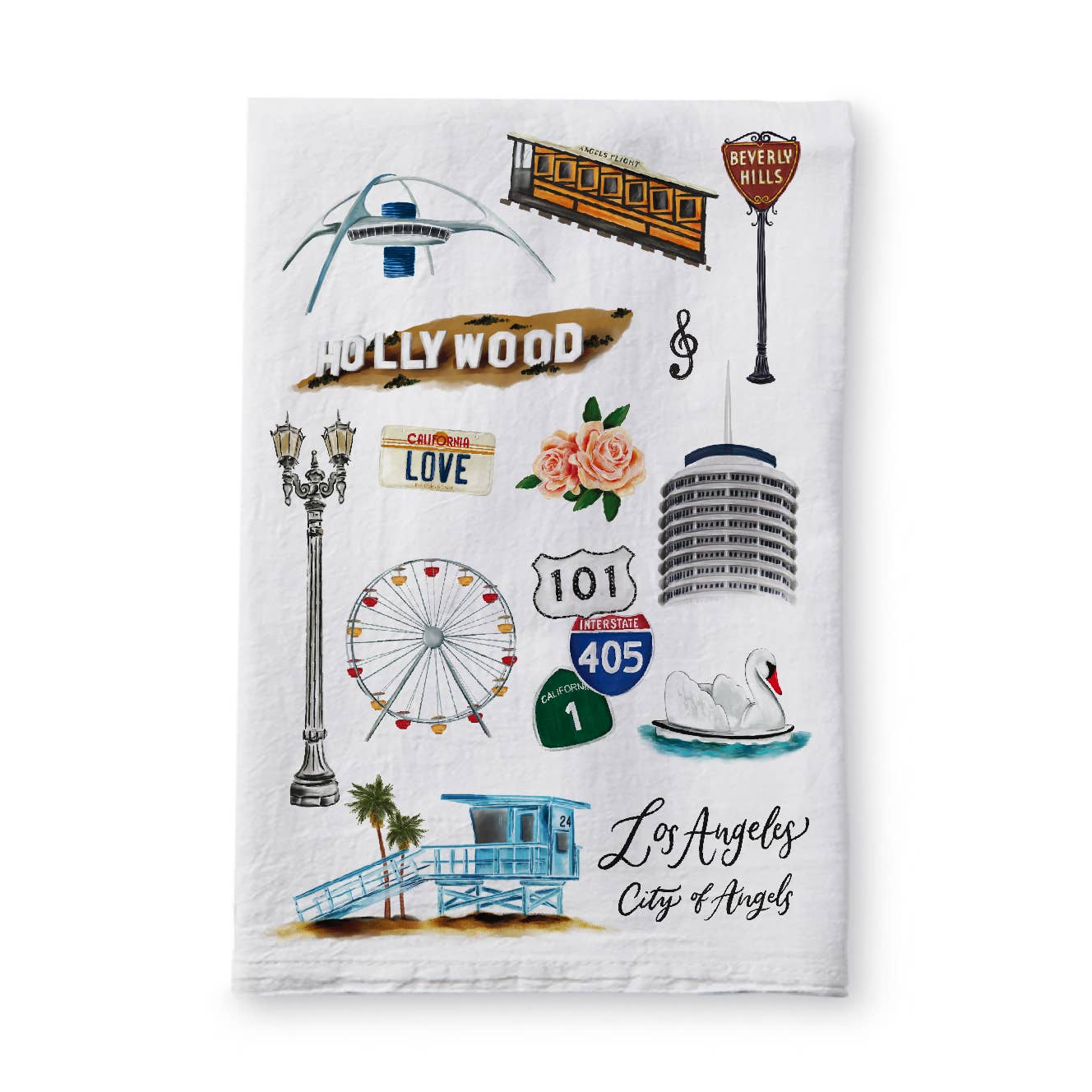 Los Angeles Collage Tea Towel