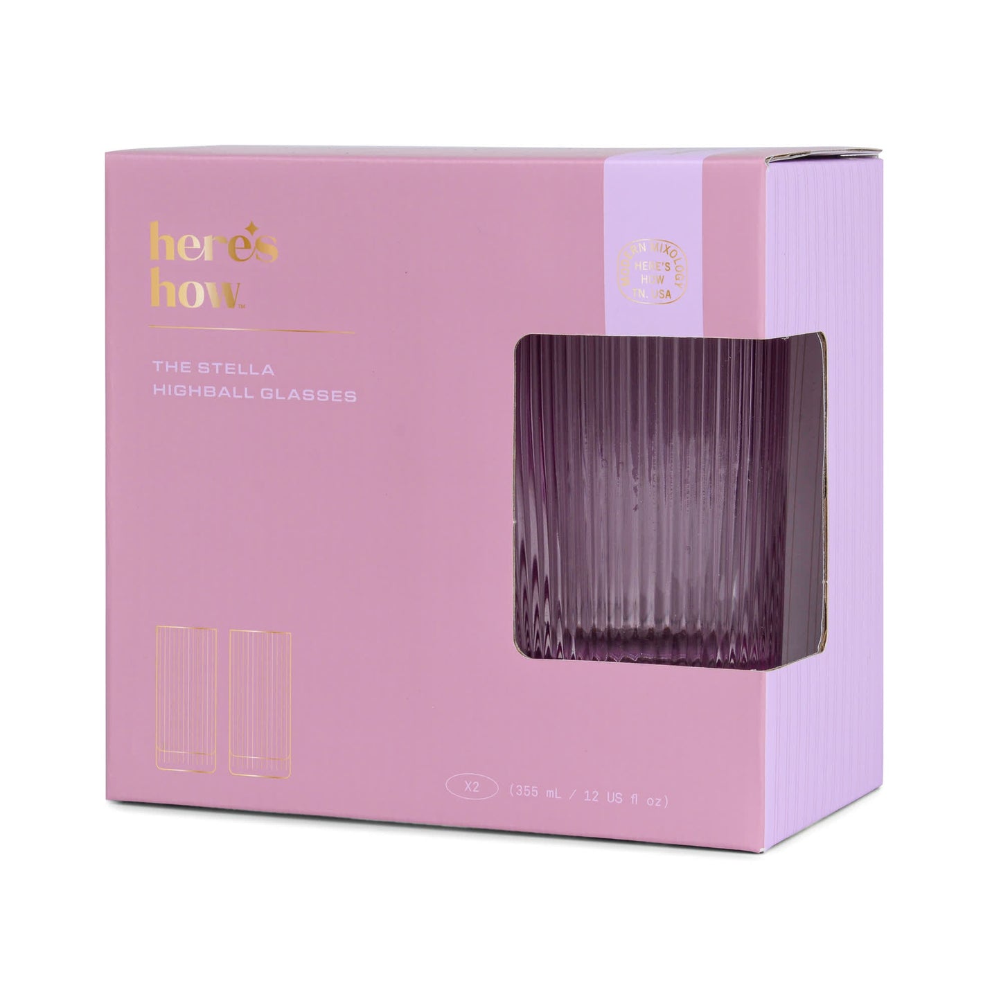 The Stella Highball Glass - Lilac - Set of 2 Here's How