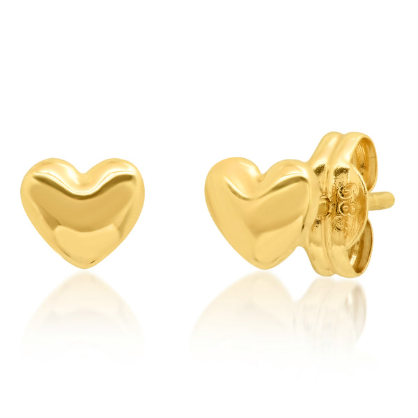 14K Gold Heart Post Earrings