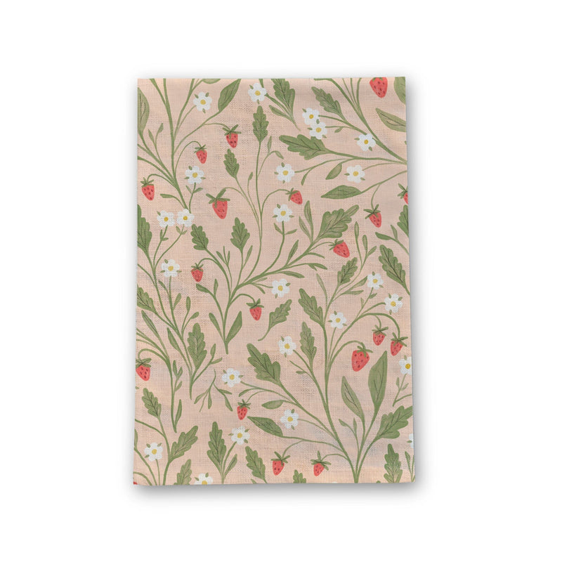 Strawberry Vines Linen Tea  Towel