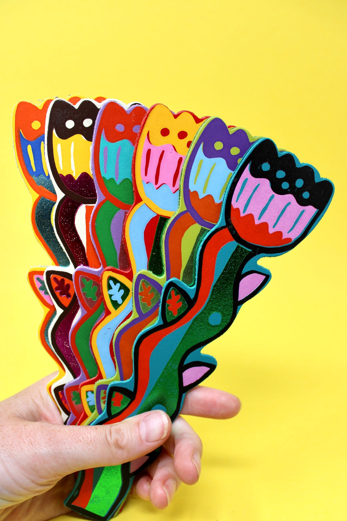 Tulip Blooming Lovely Leather Bookmark - Apple Green