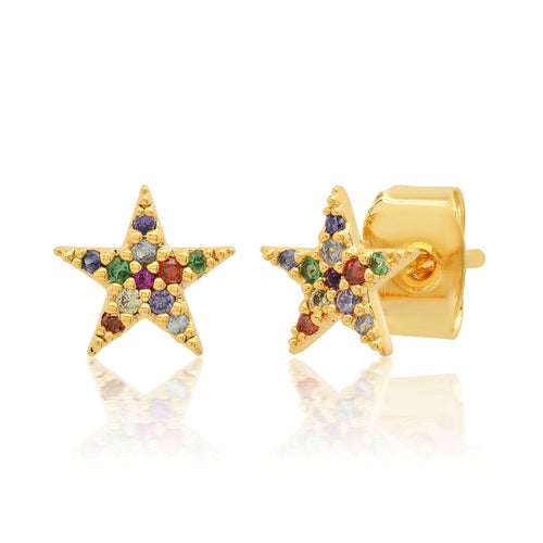 Load image 1 in gallery view. Rainbow Star Studs
