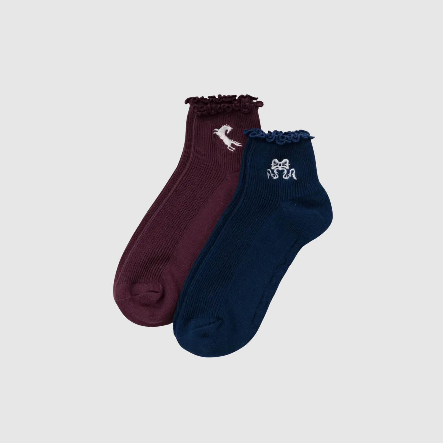 Lettuce Edge Sock Set of 2 - Mahogany & Navy Icons