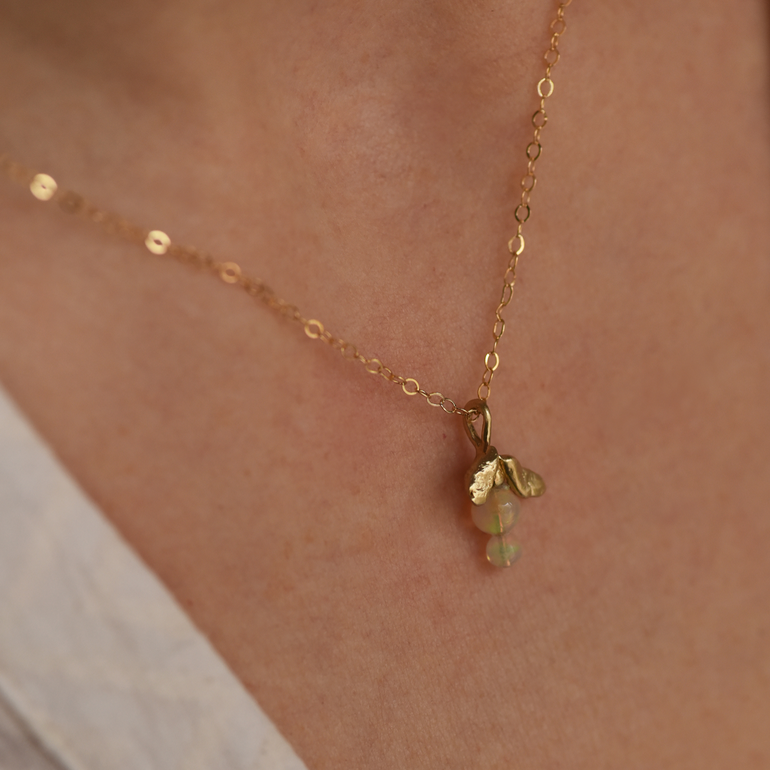 Opal Leaf Drop Necklace