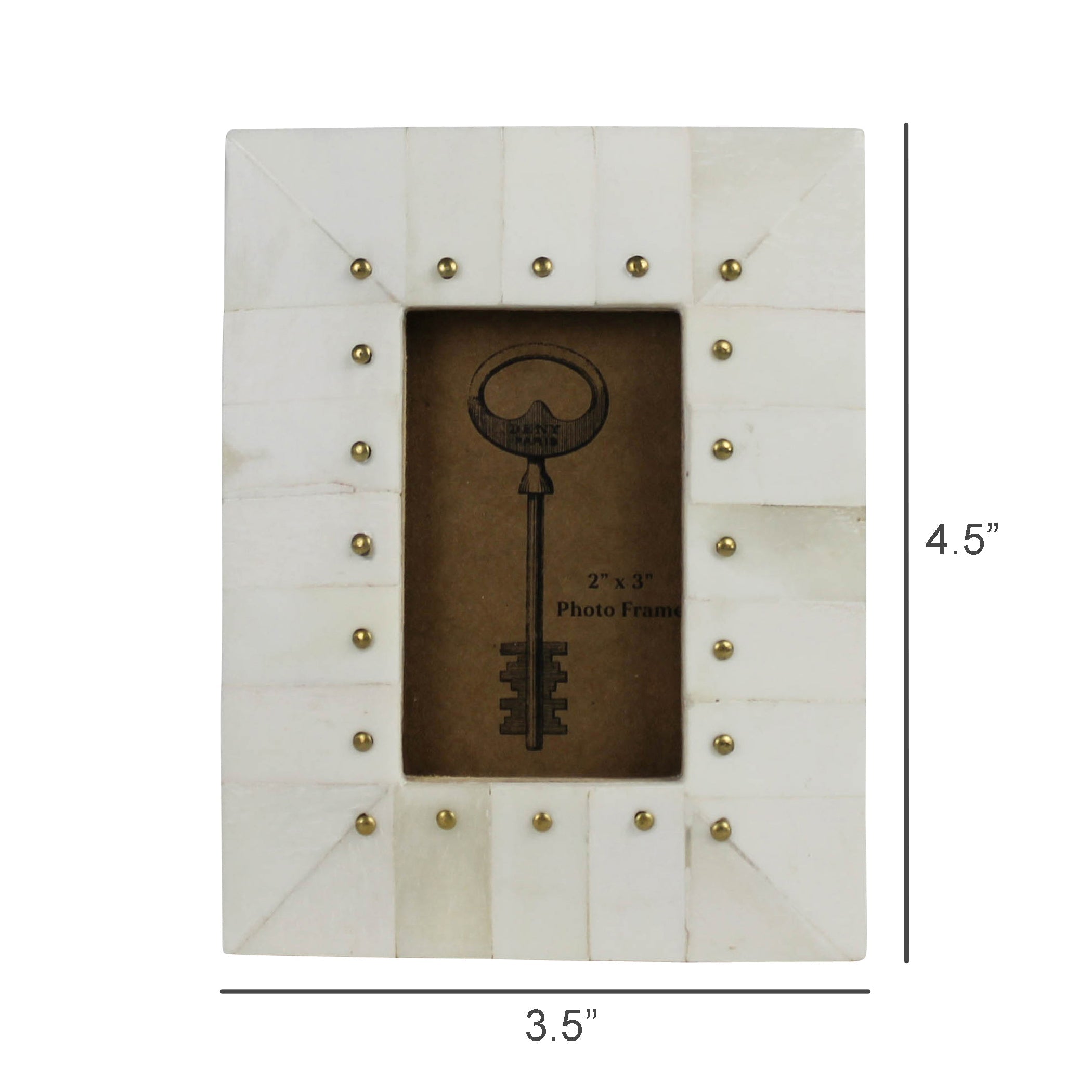 Bone Frame, Brass Rivets- Rectangle