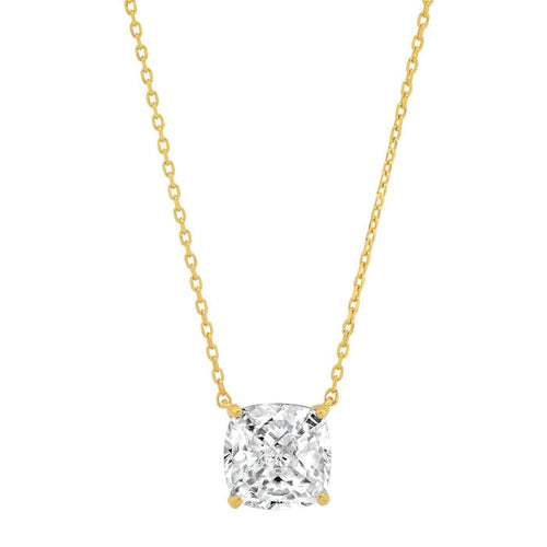 Load image 1 in gallery view. Large Cushion CZ Pendant on Simple Chain Necklace - Gold Vermeil