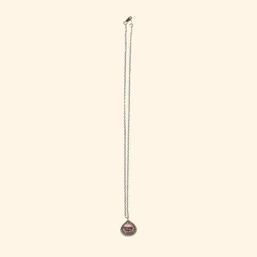 Load image 1 in gallery view. Amethyst on Double Frame with Orchid Mix Beads Pendant
