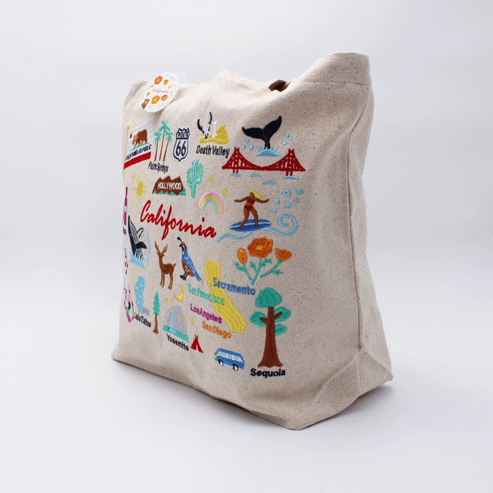 Embroidered California Tote Bag