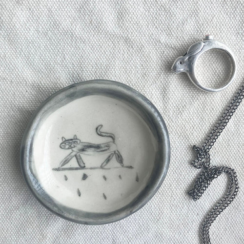 Load image 1 in gallery view. Handmade Ceramic Animal Trinket Dish - Cat