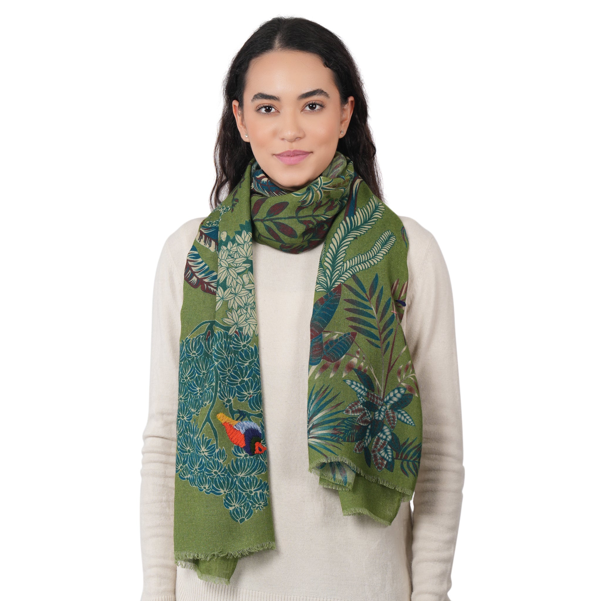 Wool Scarf Tropical/Green
