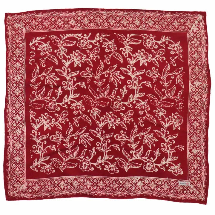 Hand Dyed Batik Bandana - Cherish Red