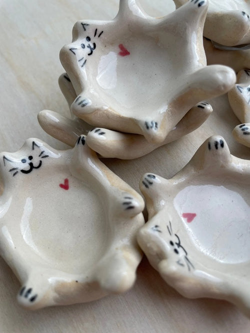 Load image 1 in gallery view. Handmade Ceramic Cat Ring Dish