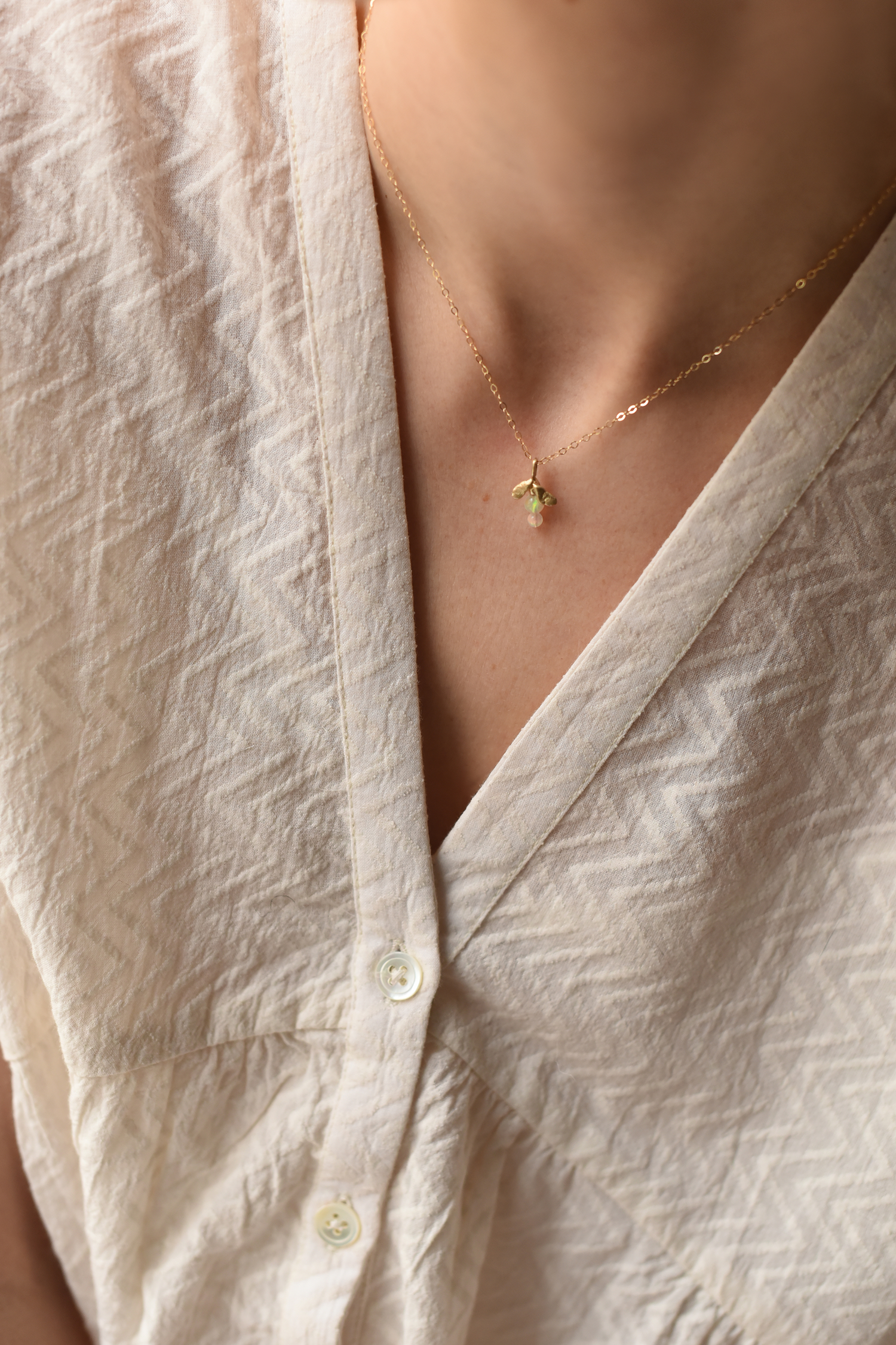 Opal Leaf Drop Necklace