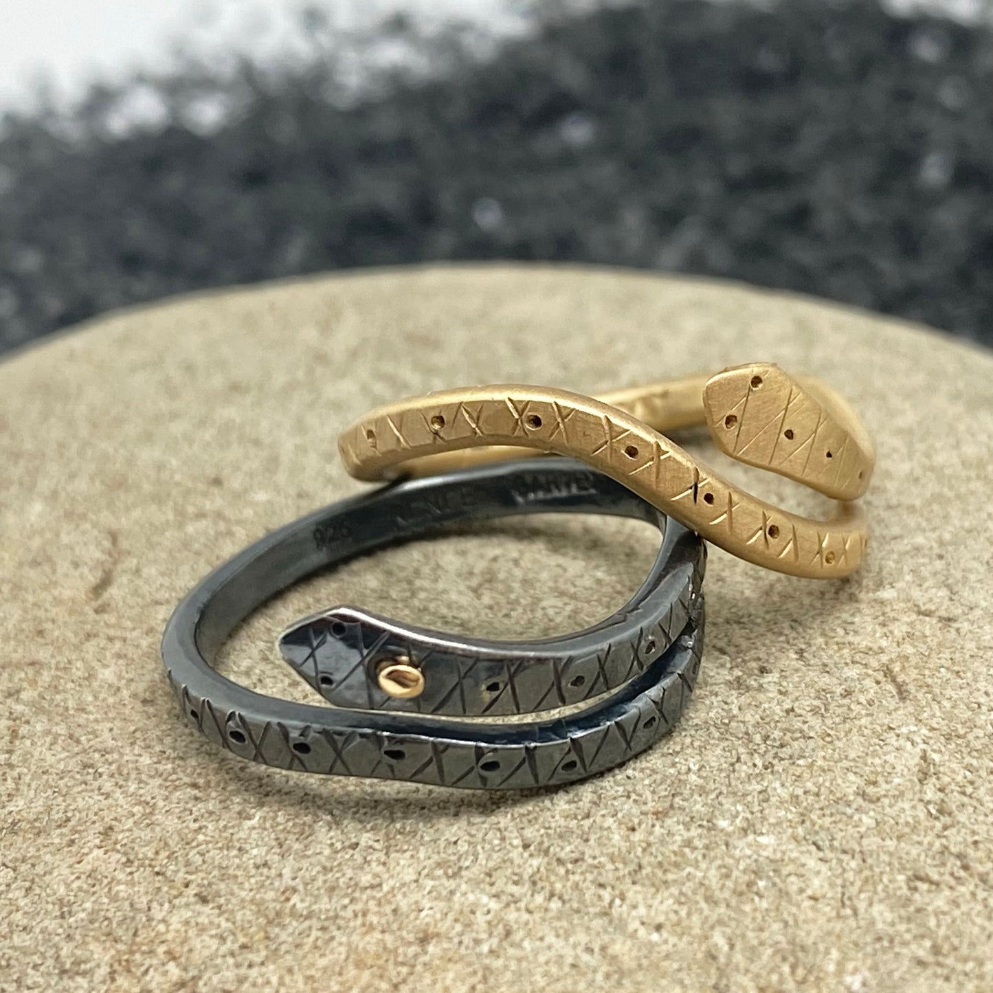 Snake Ring in Matte Brass