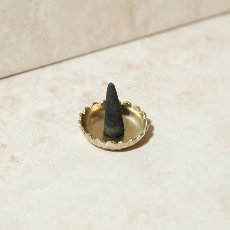 Brass Incense Holder Scalloped Dish