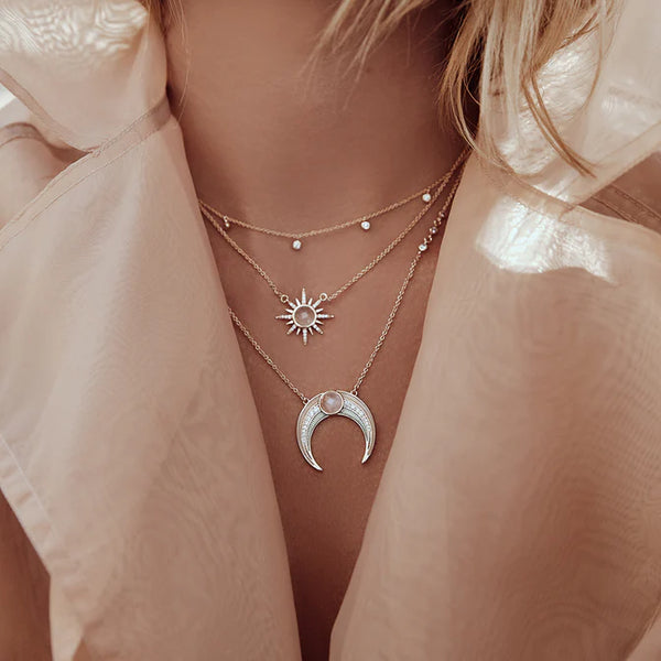 Gemstone Starburst Necklace - Moonstone