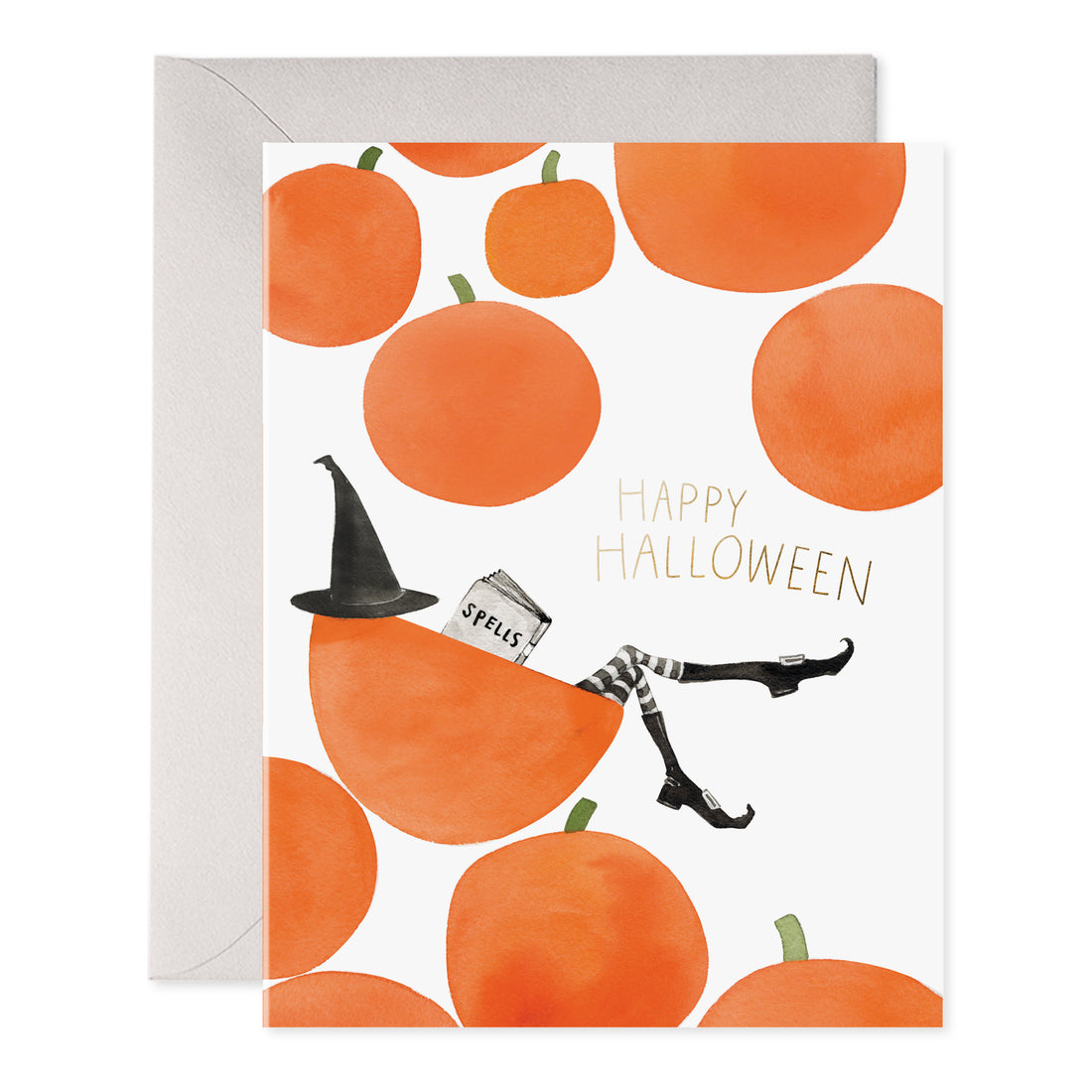 Pumpkin Witch Halloween Card E. Frances Paper