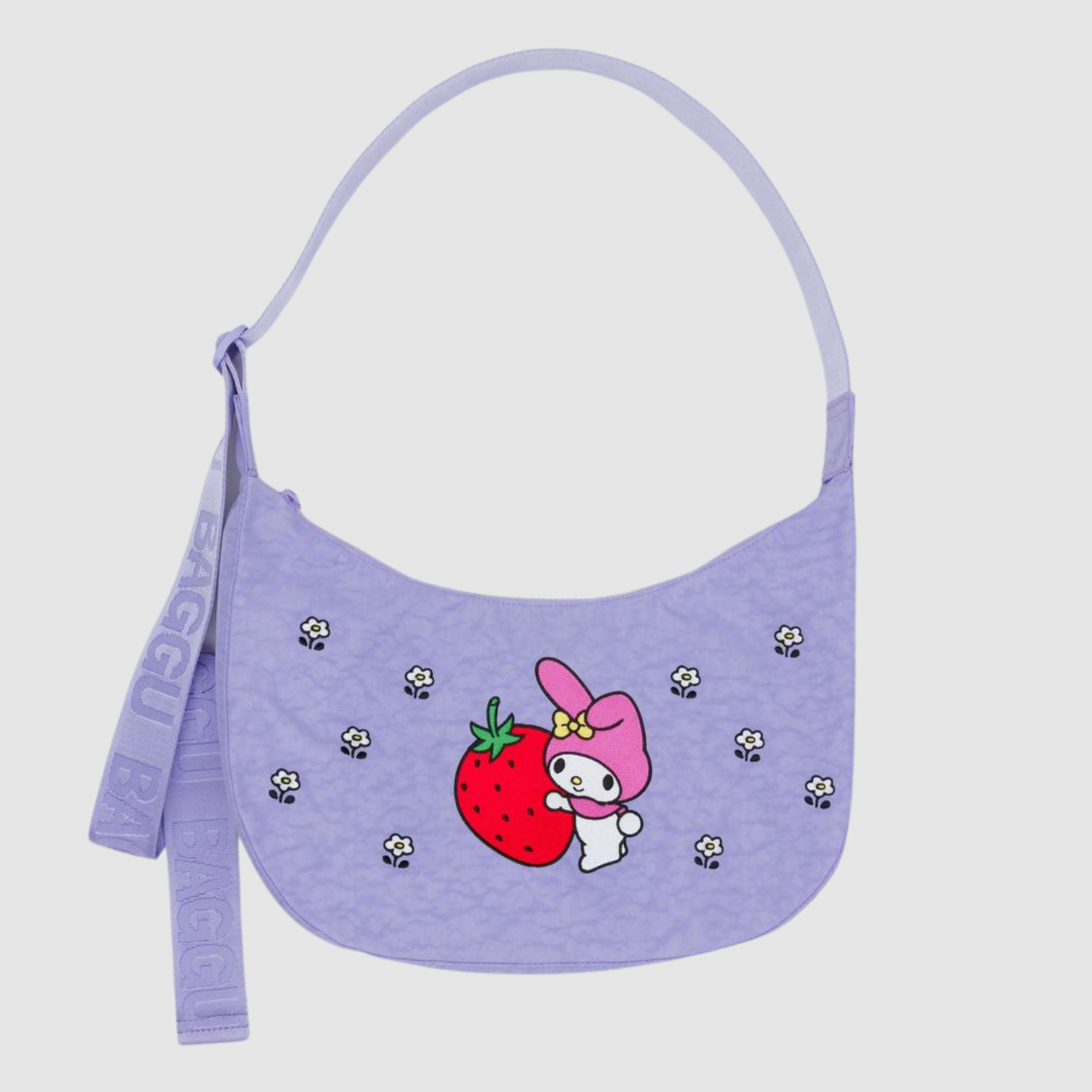 Medium Nylon Crescent Bag - Embroidered My Melody Strawberry