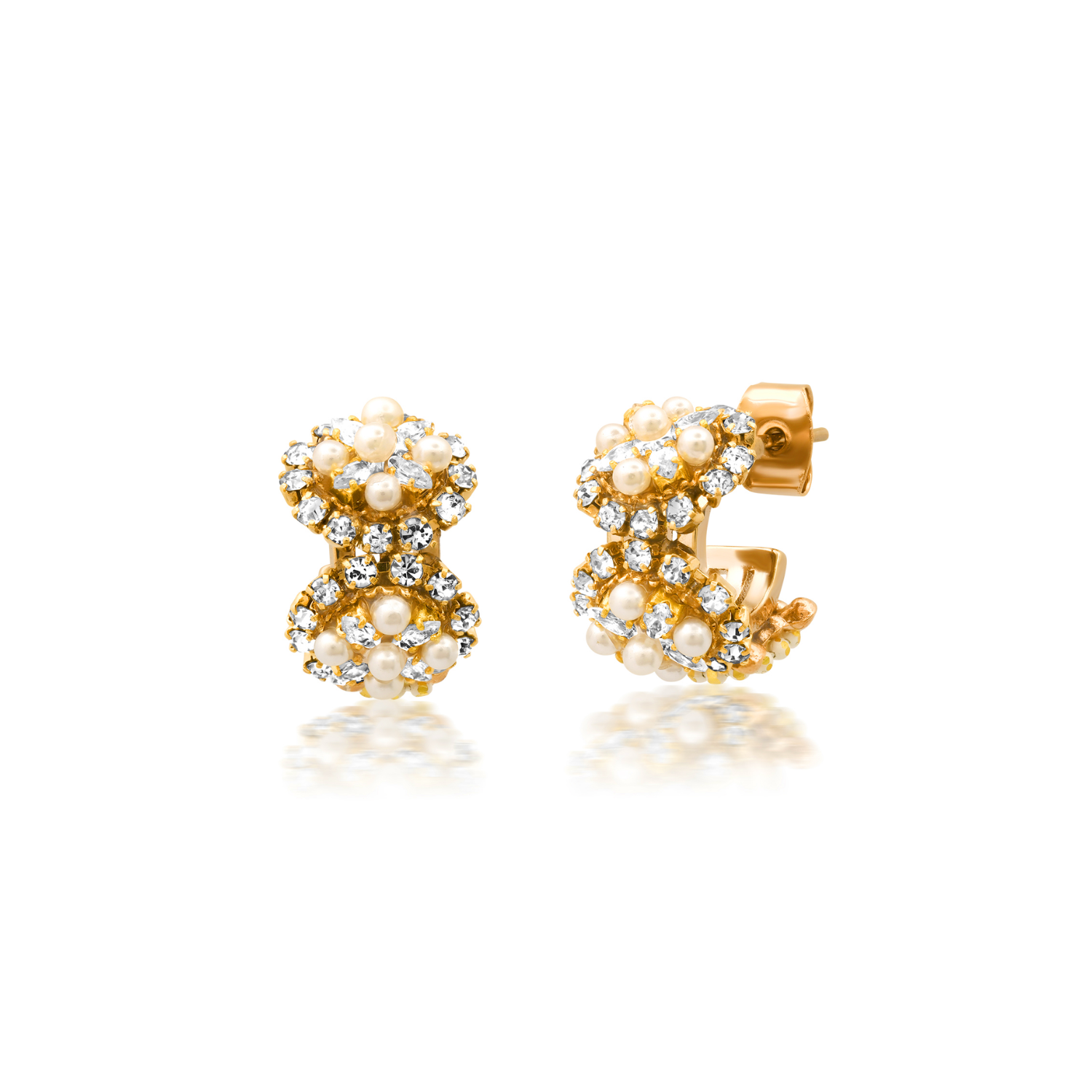 Pearl and CZ Beaded Huggies