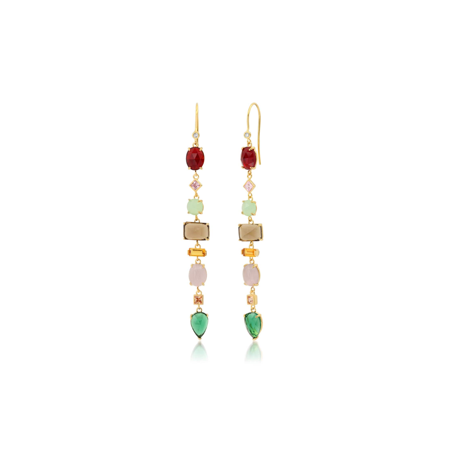 Linear Glass Geometric Drop Earring - Wine