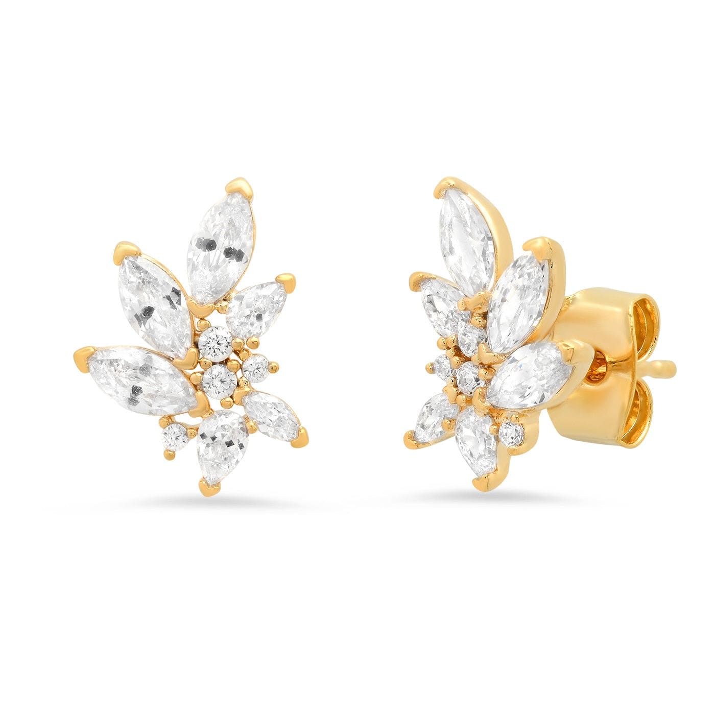 CZ Cluster Leaf Studs