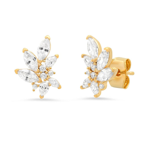 Load image 1 in gallery view. CZ Cluster Leaf Studs