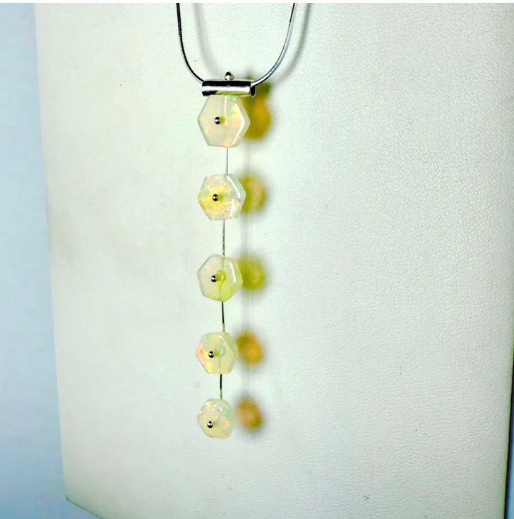 Stepladder Opal Sterling Necklace