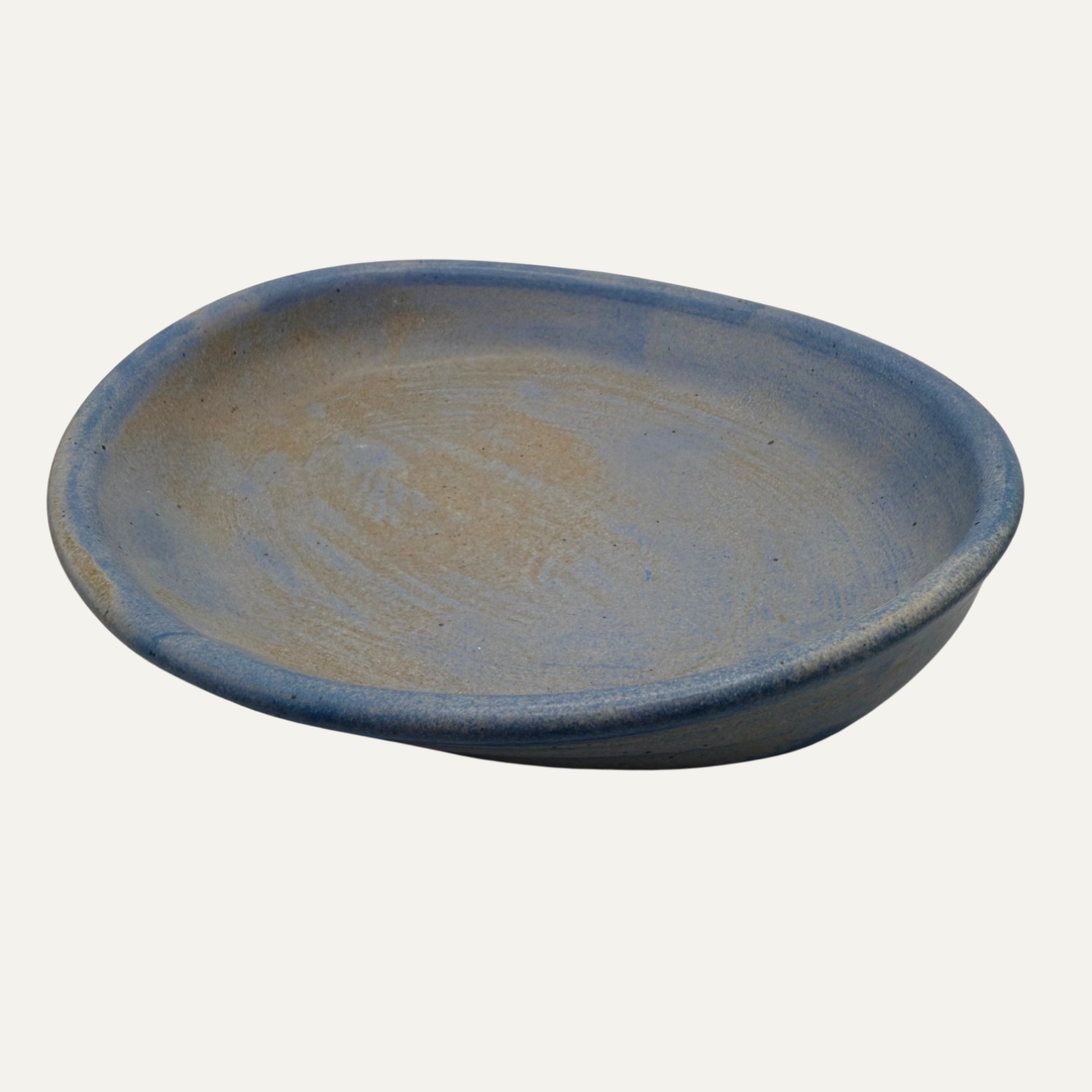 Oval Matte Glazed Bowl - Rustic. Blue