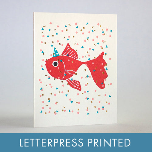 Load image 1 in gallery view. Goldfish Party Letterpress Card