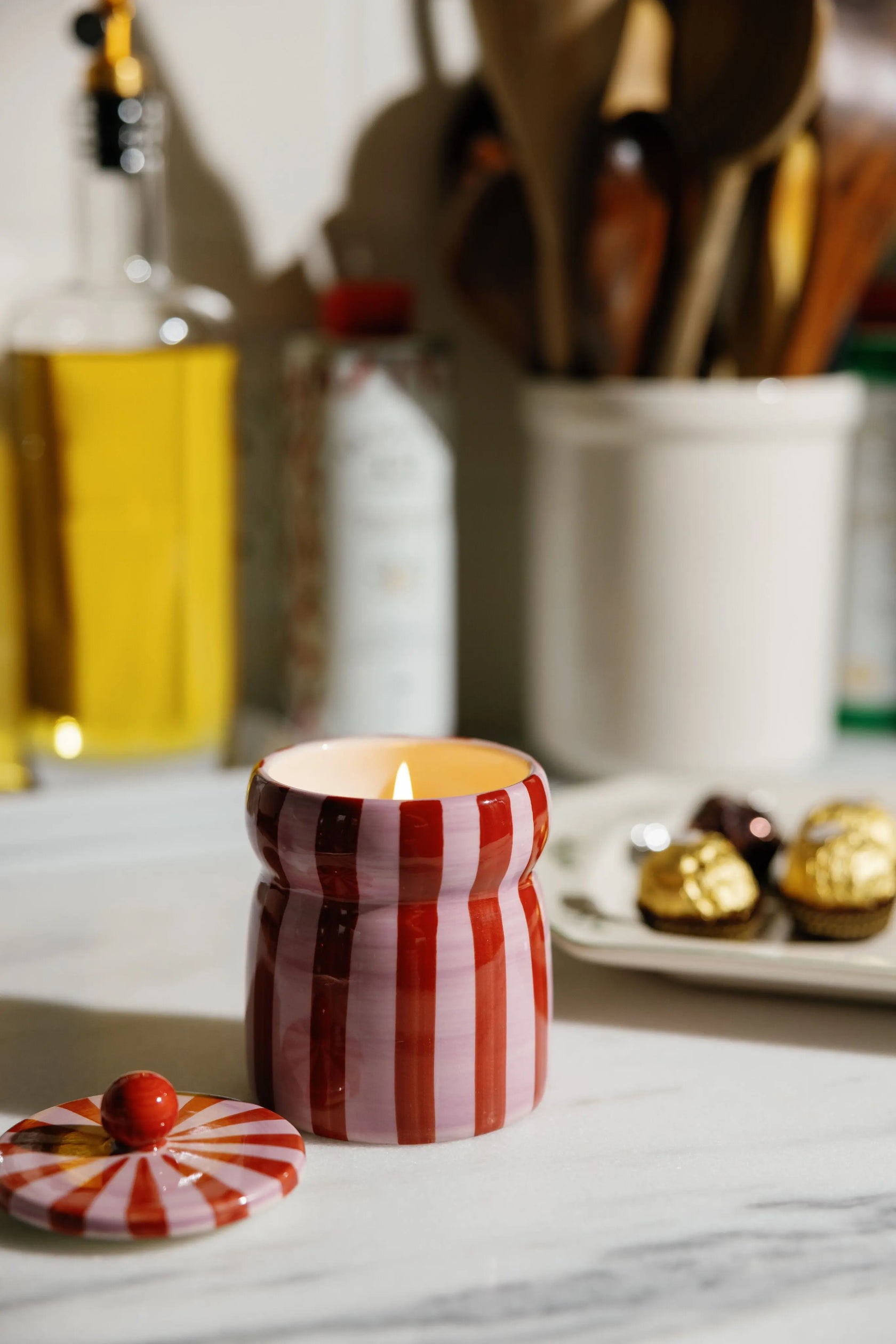 Striped Cabana 6.5 oz Candle - Pink Peppermint