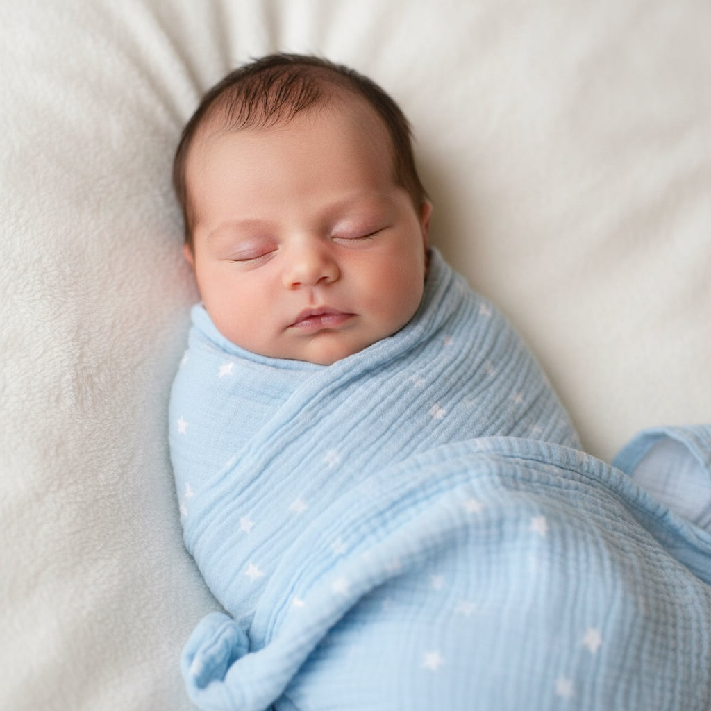 Starry Night Muslin Cotton Swaddle - Baby Blue