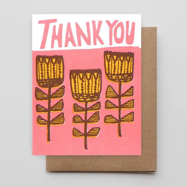 Thank You Folk Flowers Card