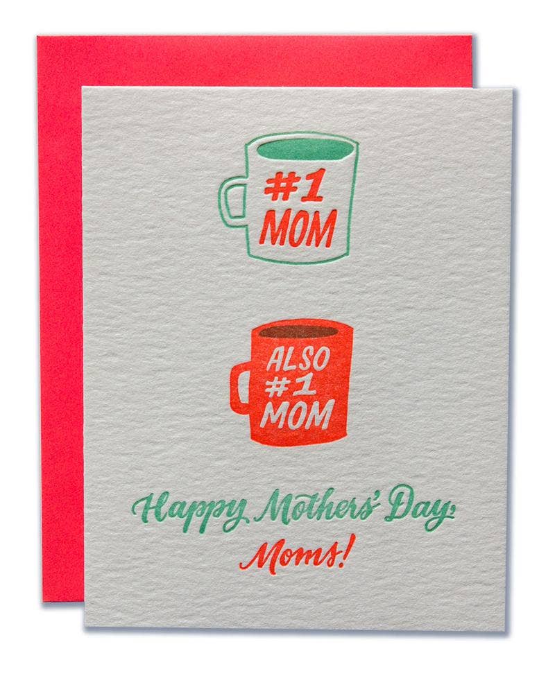 #1 Moms Card LGBTQ Mother's Day Card Ladyfingers Letterpress