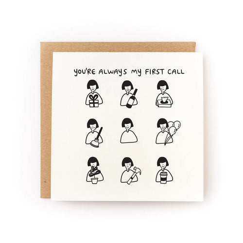 Load image 1 in gallery view. You're My First Call Letterpress Card