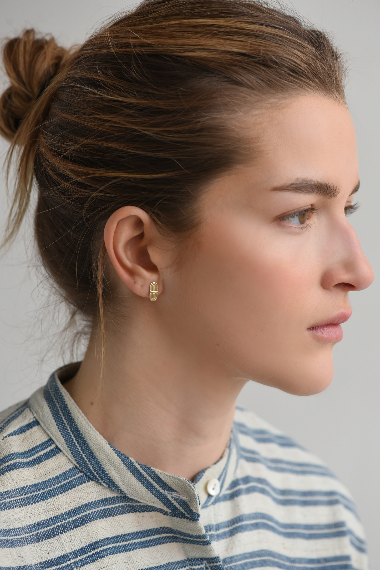 Double Arc Brass Stud Earrings