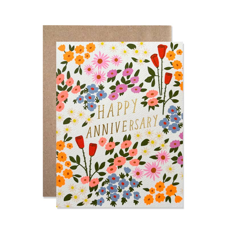 Anniversary Summer Garden Card with Gold Foil Hartland Cards