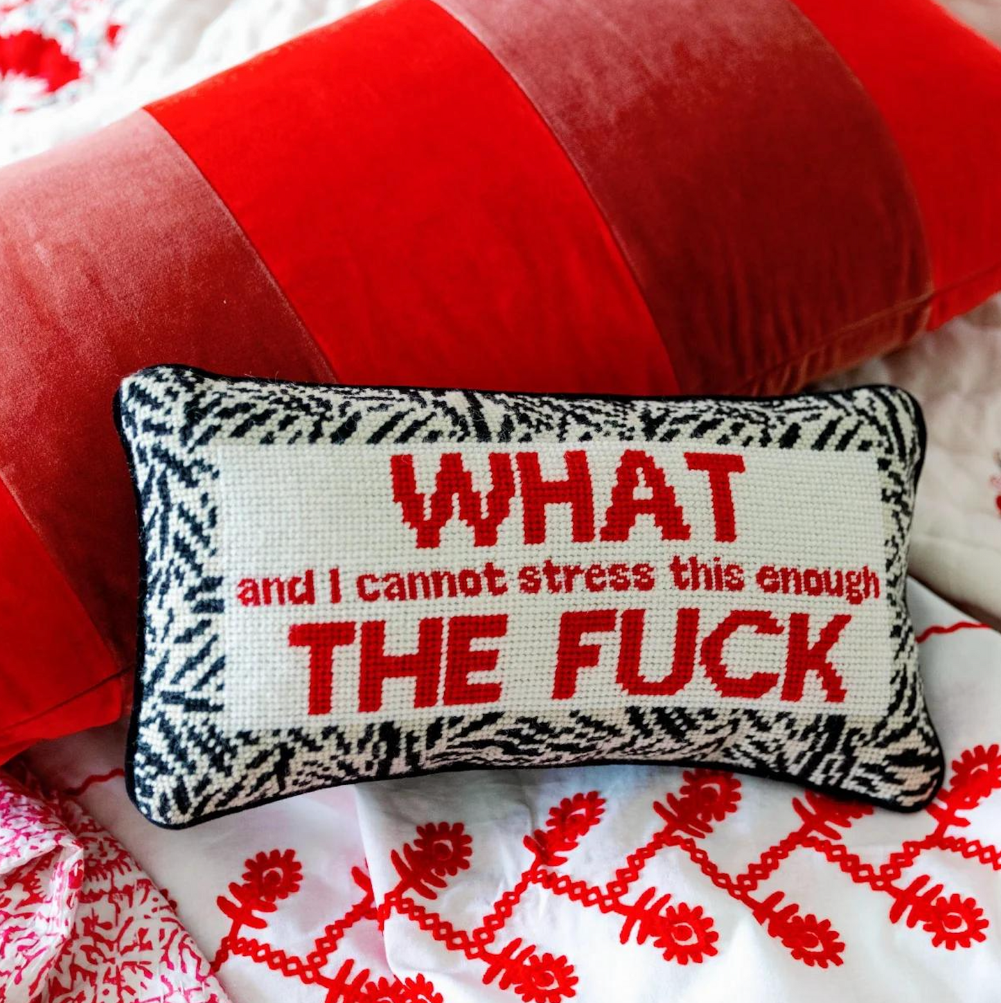 What In The Actual F*ck Needlepoint Pillow