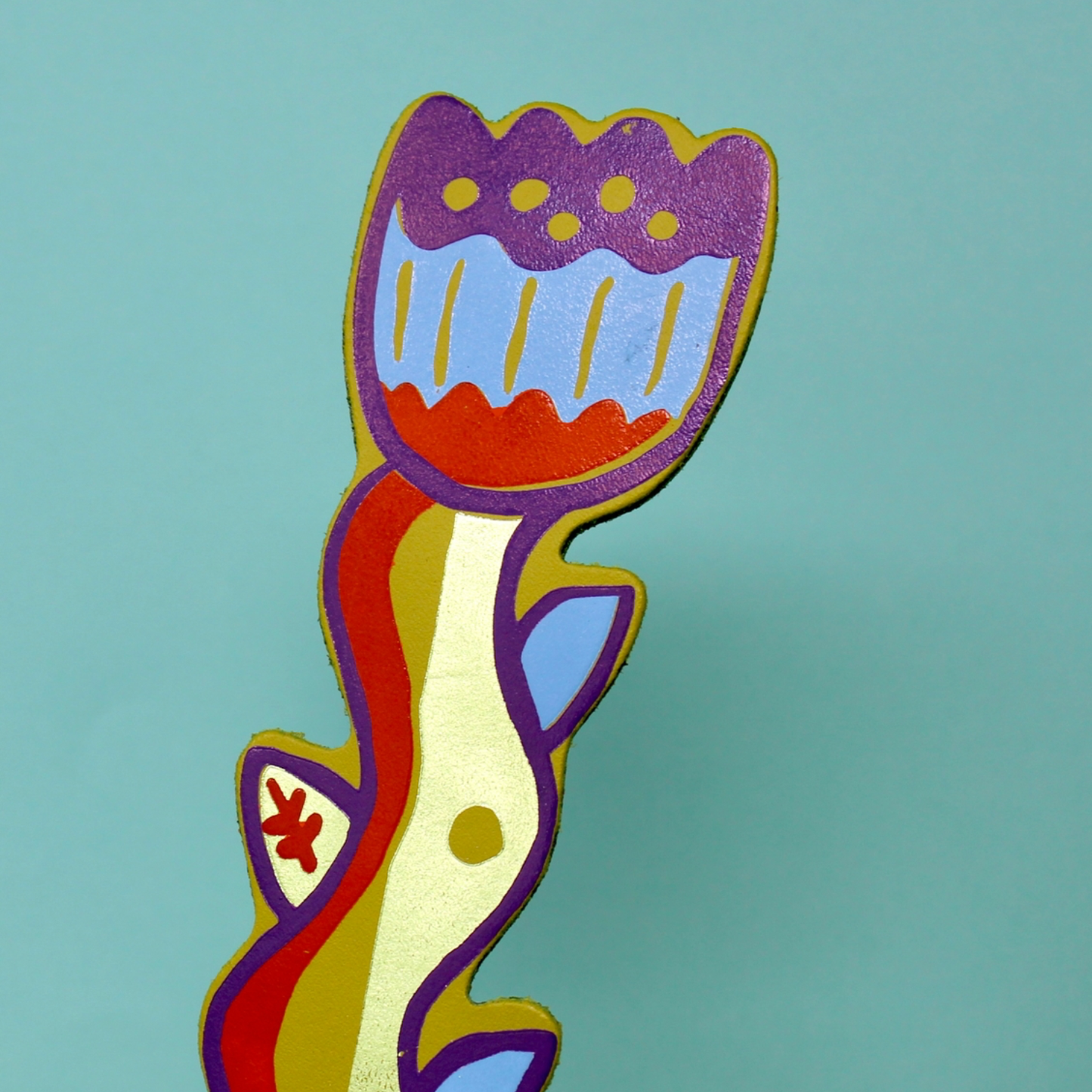 Tulip Blooming Lovely Leather Bookmark - Apple Green