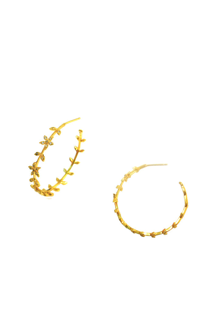 Flower And Leaf Hoop Tai Jewelry