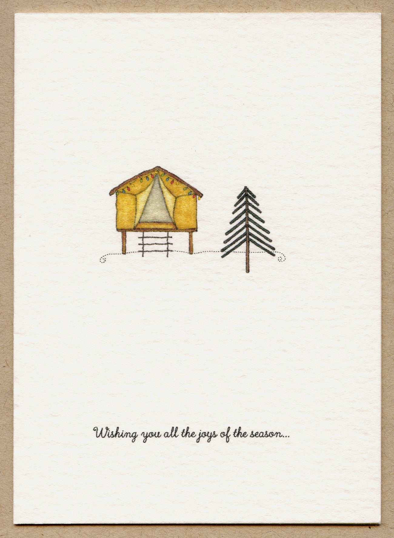 Six Cards of Holiday Greetings- Set of 6 Notecards Red