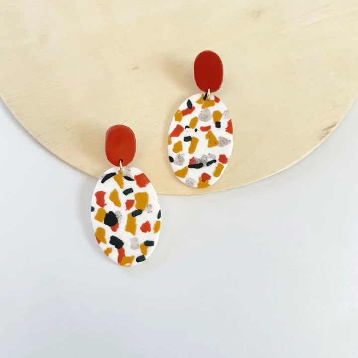 Oval Terrazzo Drop Earrings