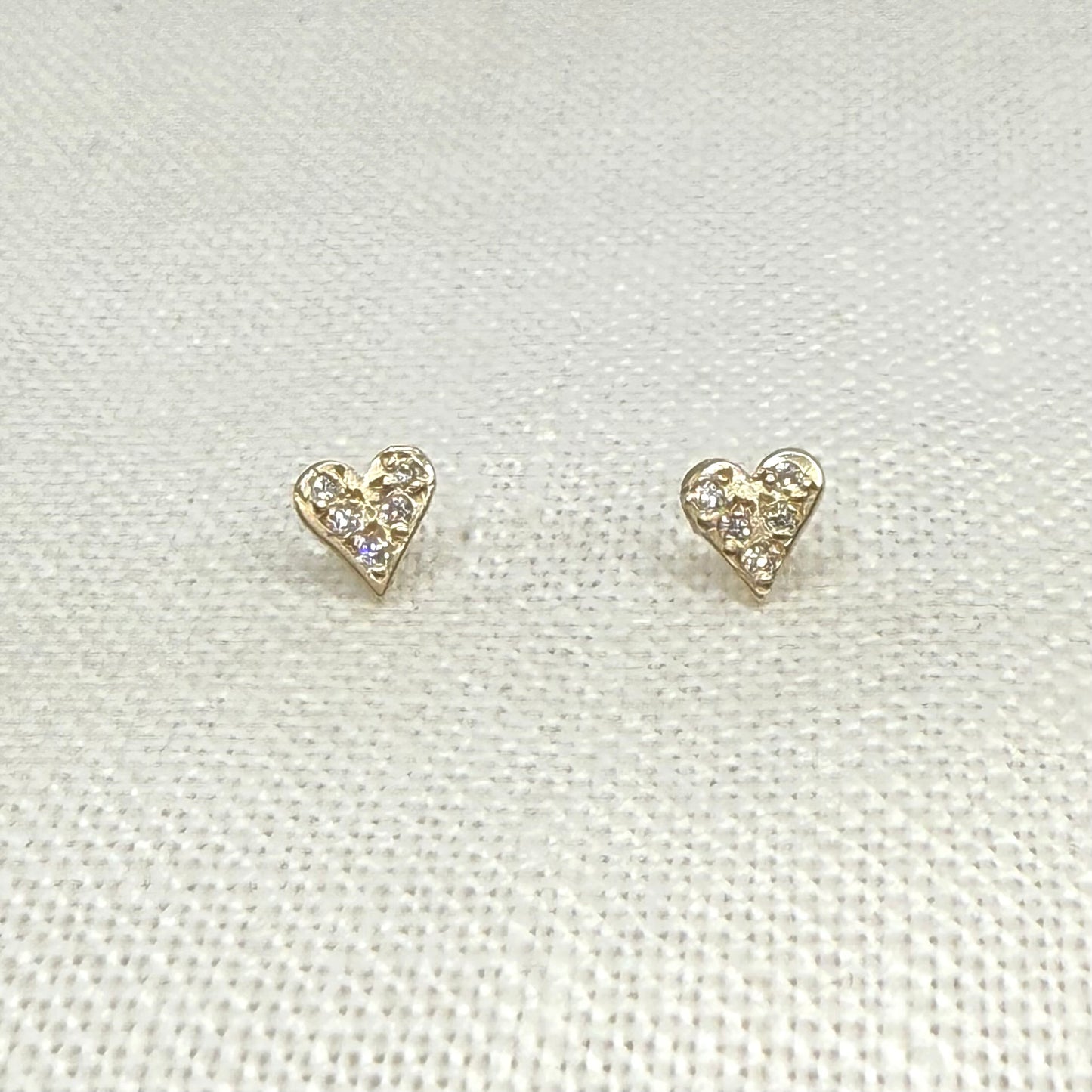 Pave Diamond Heart Stud - 14 Karat Gold