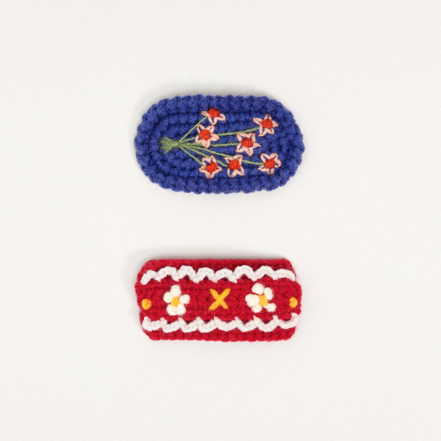 Polly Crochet Hair Clips-Red/Multi