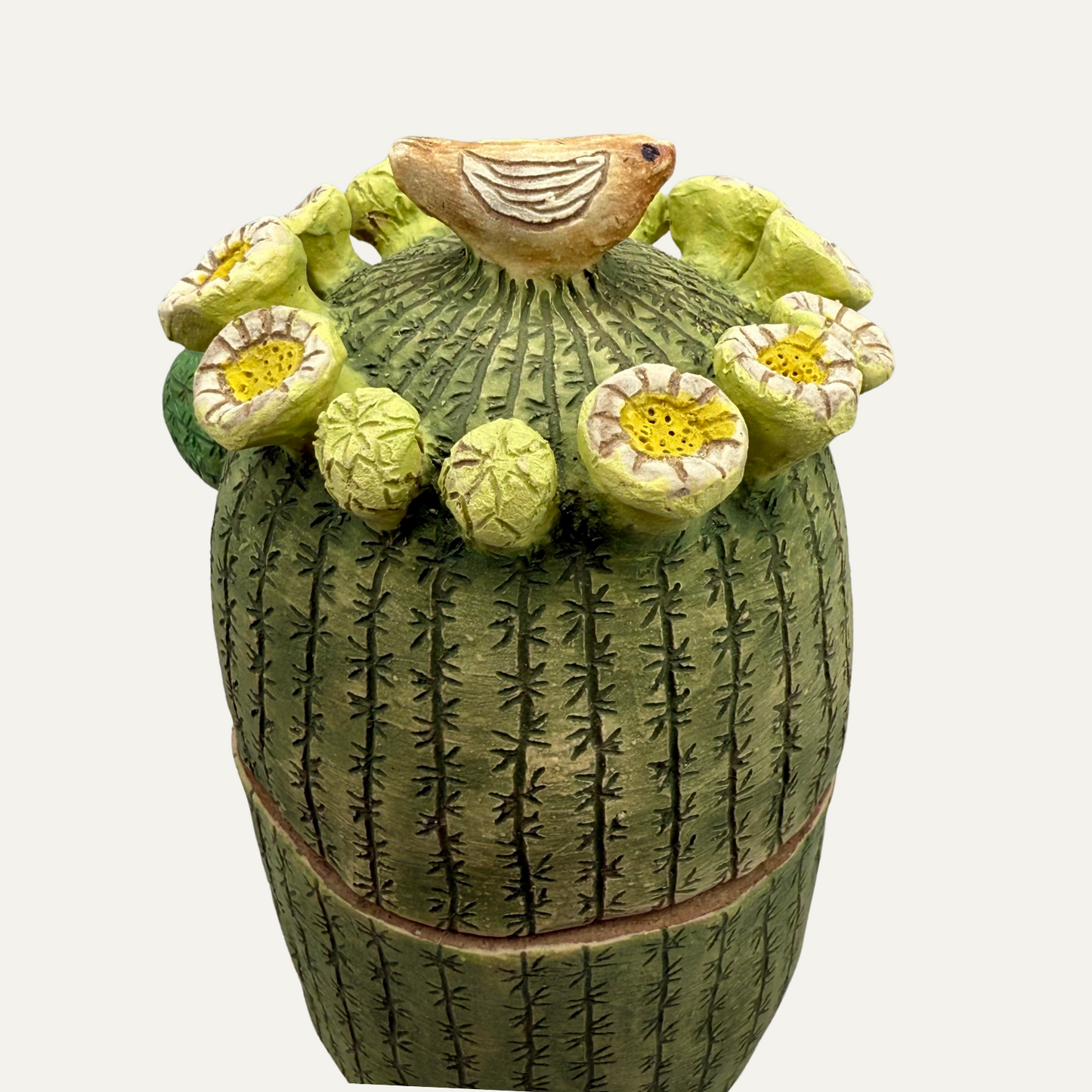 Saguaro Box with Bird and Flowers