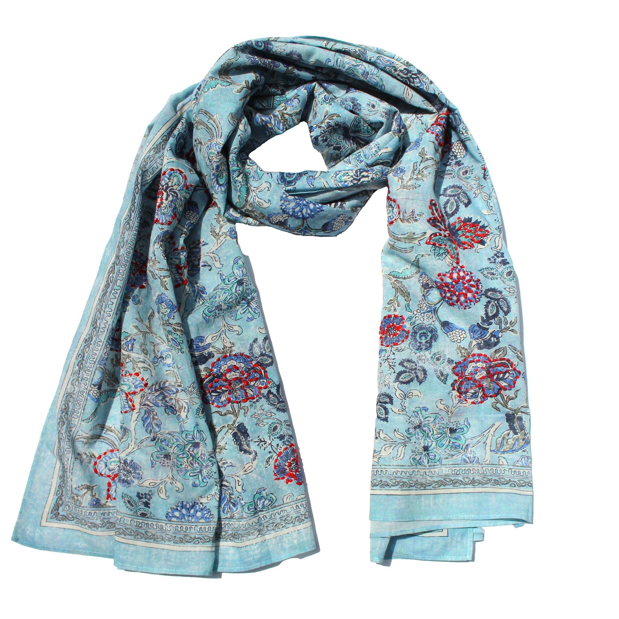 Oblong Floral Scarf -Blue Vismaya Inc.