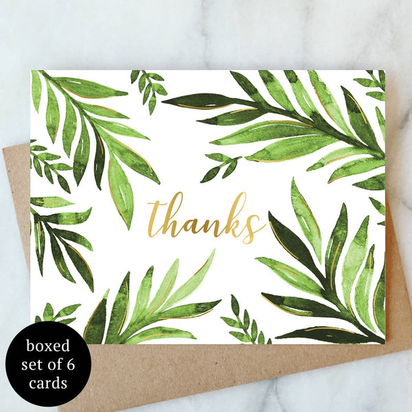 Leaf Thanks Greeting Card  - Box Set of 6