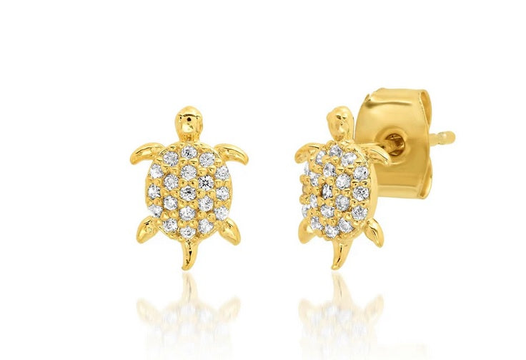 Pave CZ Turtle Studs